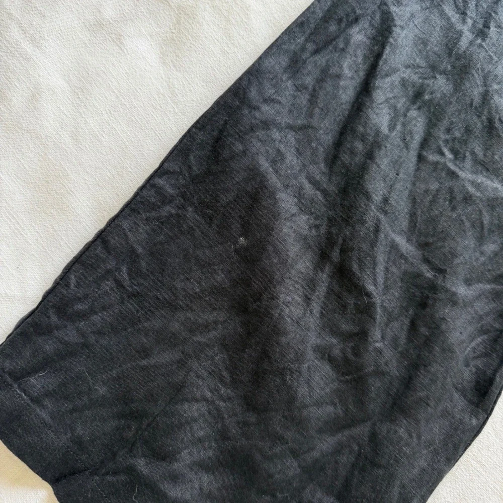 Quince 100% European Linen Pleated Trouser Black Wide Leg Pants Womens 10